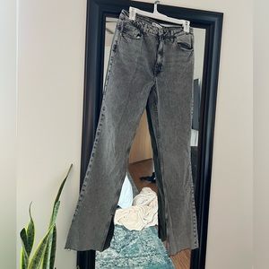 ZARA ACID WASHED JEANS, size 8, straight leg with slit detail
